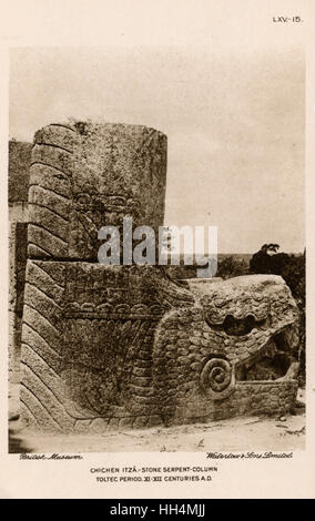 Rest of a pennate pillar - warriors temple, Chichen Itza Stock Photo