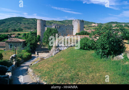 Castle (11. century) in Villerouge-Termenes, France, Languedoc-Roussillon, Dept. Aude Stock Photo