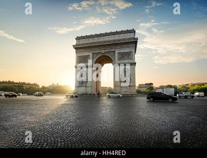 Traffic on Avenue de la Grande Armee near Arc de Triomphe in Paris, France Stock Photo