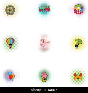 Swing icons set, pop-art style Stock Vector