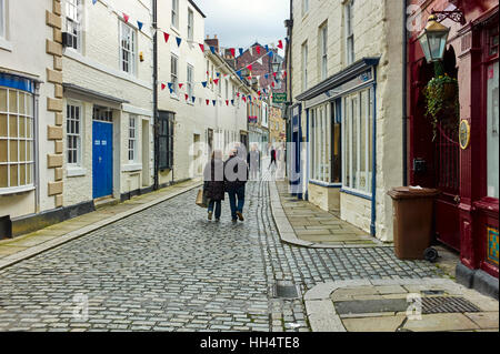 Hexam in Northumberland cobbled streets Stock Photo
