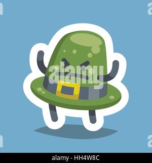 Vector illustration emoticon emoji icon on theme of autumn holiday. Autumn emoticon happy thanksgiving day. Angry hat Stock Vector