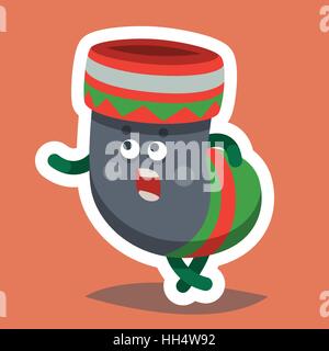 Vector illustration emoticon emoji icon on theme of winter holiday. Autumn emoticon Christmas and New Year. Happy New Year Sock Stock Vector