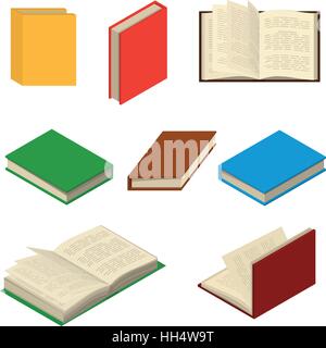 Set of colorful books and tutorials. Isometric flat vector. Stock Vector