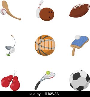 Sports stuff icons set, cartoon style Stock Vector