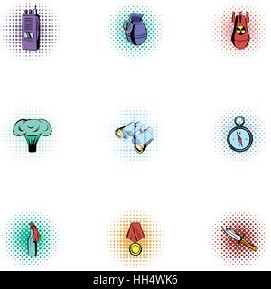 War icons set, pop-art style Stock Vector