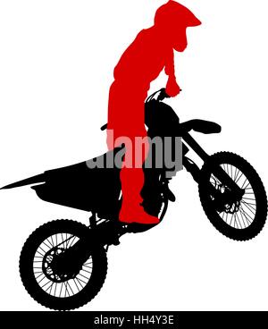 Silhouettes Rider participates motocross championship. Vector illustration Stock Vector