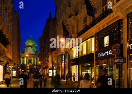 Wien, Vienna: Kohlmarkt, look to gate Michaelertor of Hofburg, luxury shops, 01. Old Town, Wien, Austria Stock Photo