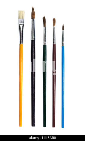 Different models of brushes for painting isolated on the white Stock Photo