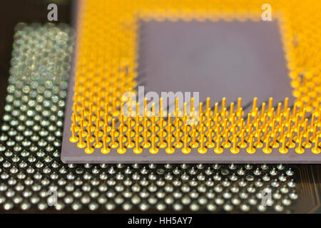 Electronics background with central processing unit closeup Stock Photo