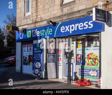 Exterior of the Lifestyle Express (Landmark wholesale) general store in Uphall, Broxburn, West Lothian, Scotland, UK Stock Photo