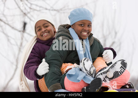 African American sisters and best friends laughing. Stock Photo