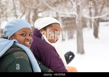 African American sisters and best friends laughing. Stock Photo