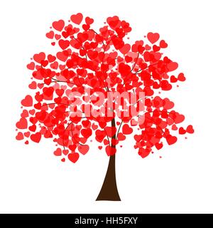 illustration of a tree covered with hearts. Stock Vector