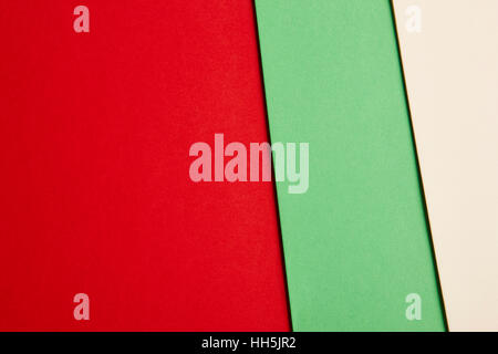 Colored cardboards background in red green beige tone. Copy space. Horizontal Stock Photo