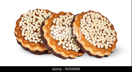 Three chocolate cookies isolated on white background Stock Photo