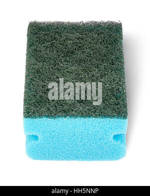 Single sponge for washing dishes perspective isolated on white background Stock Photo