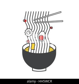 Ramen Noodle Icon Illustratiion Concept Stock Vector