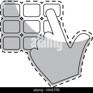 Hand finger entering with PIN code combination or password on a keypad. vector illustration Stock Vector