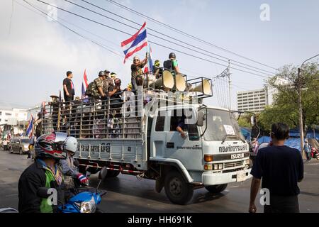 Bangkok, Thailand - February 19, 2014 Thai farmers protest against the policies of the government. Stock Photo