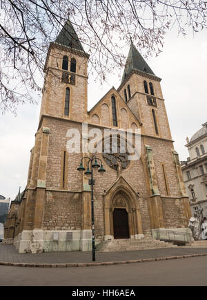 Famous Sacred Heart Cathedral in Sarajevo Stock Photo