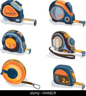 Measuring tape, a set of different lengths and shapes Stock Vector
