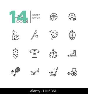 Kinds of Sport - line icons set Stock Vector