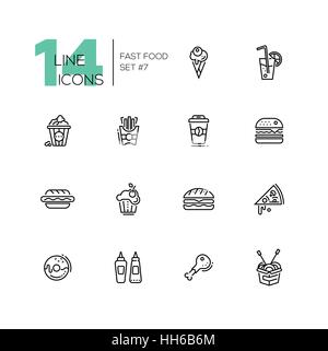 Fast Food Cafe Menu Icons Set Stock Vector