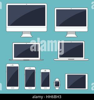 Vector illustration, set of modern electronic devices Stock Vector