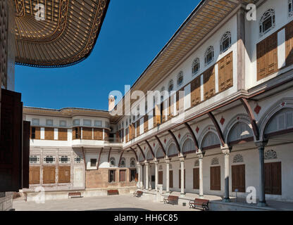 The Courtyard of the Favourites. The Topkapı Palace is a large palace in Istanbul, Turkey, that was the primary residence of the Ottoman Sultans for approximately 400 years. Stock Photo