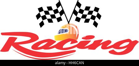 Racing With Checkered Flag and Helmet. EPS 8 supported. Stock Vector
