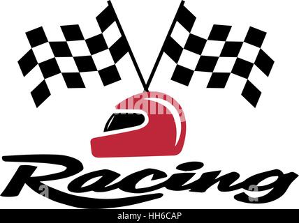 Racing With Checkered Flag and Helmet. EPS 8 supported. Stock Vector