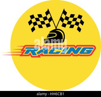 Racing With Checkered Flag and Helmet. EPS 8 supported. Stock Vector