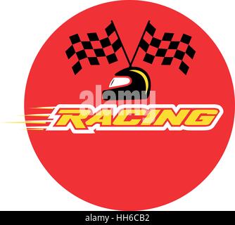 Racing With Checkered Flag and Helmet. EPS 8 supported. Stock Vector