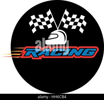 Racing With Checkered Flag and Helmet. EPS 8 supported. Stock Vector