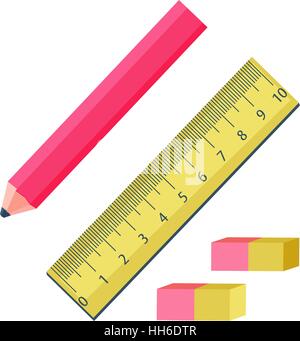 Office tools. The line of graphite pencil and eraser steratelnye Stock Vector