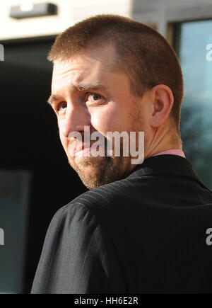 Black Lives Matter protester Liam Barrington Bush, 32, returns to Willesden Magistrates Court, London, following lunch, to face a charge of wilfully obstructing the highway in August last year after he helped to block the M4 Spur Road to Heathrow Airport. PRESS ASSOCIATION Photo. Picture date: Tuesday January 17, 2017. See PA story COURTS Heathrow. Photo credit should read: Nick Ansell/PA Wire Stock Photo