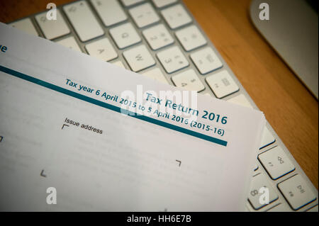 Self assessment for self employed people and sole traders, tax return 2016 paper Stock Photo