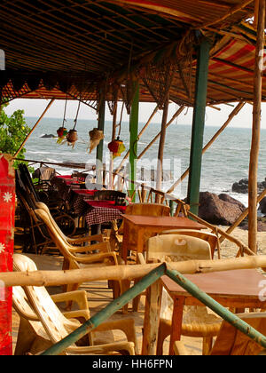 Asian cafe on the beach with a ocean wiew Stock Photo