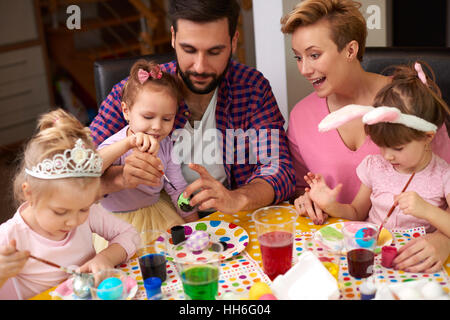 Great fun with three daughters Stock Photo