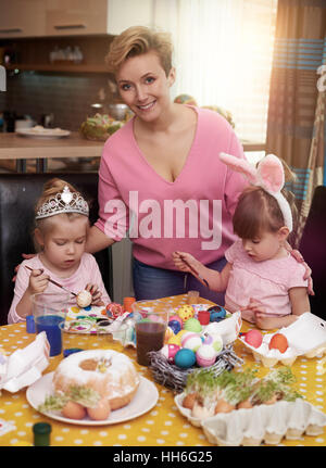 We love preparing Easter together Stock Photo