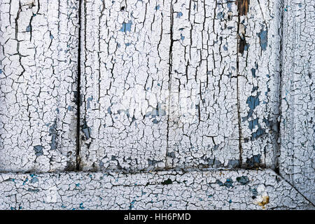 corner detail of old wood plank with decay surface paint texture Stock Photo