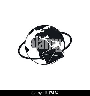 Earth with envelope icon, simple style Stock Vector