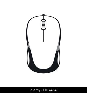 A simple gray computer mouse in the shape of an oval, with two keys and ...