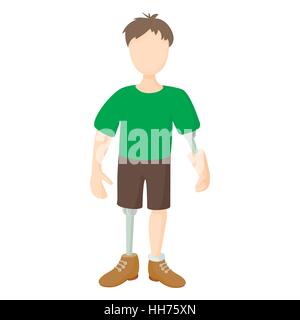Disabled person with prosthetic icon Stock Vector