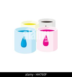 Color cartridges for printer icon, cartoon style Stock Vector