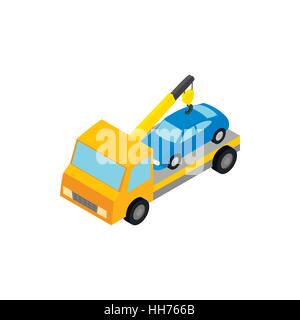 Tow truck hauls car to penalty parking icon Stock Vector
