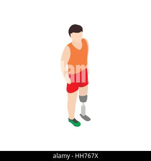 Man with prosthetic leg icon, isometric 3d style Stock Vector