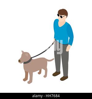 Blind man with guide dog icon, isometric 3d style Stock Vector