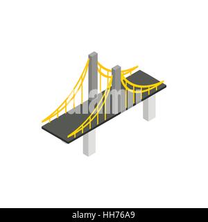 Suspension bridge icon, isometric 3d style Stock Vector